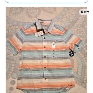 Place Kids Striped Button Down Shirt - Blue, Orange, White